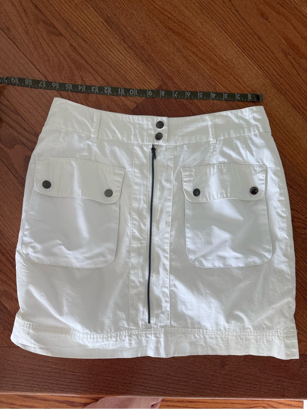 david brooks White Front-Zip Cargo Pocket Mini Skirt